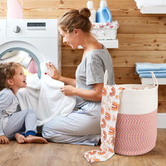 XUANGUO cotton rope basket for nursery toys and blankets.