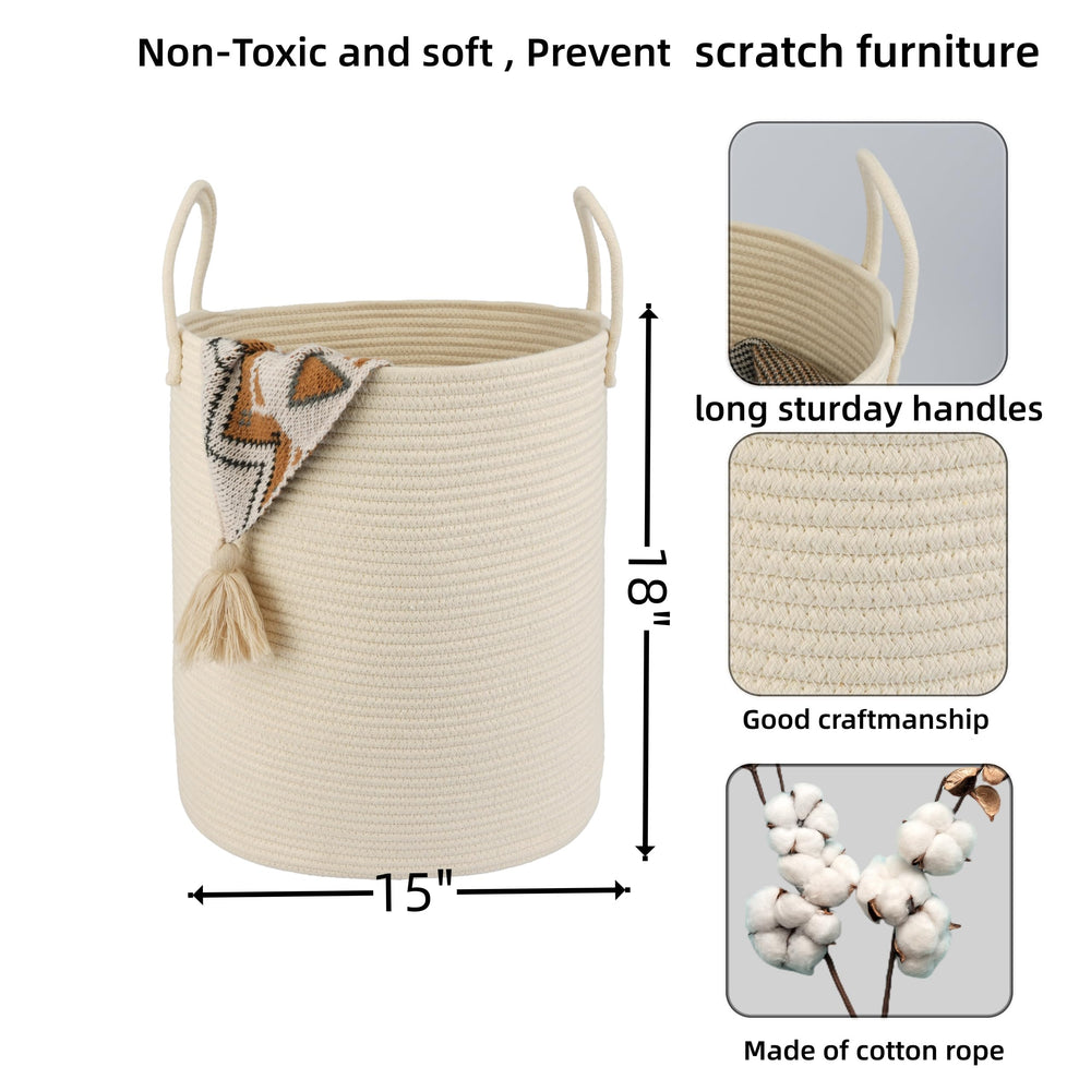 XUANGUO cotton rope laundry basket handles close-up showing durable construction.