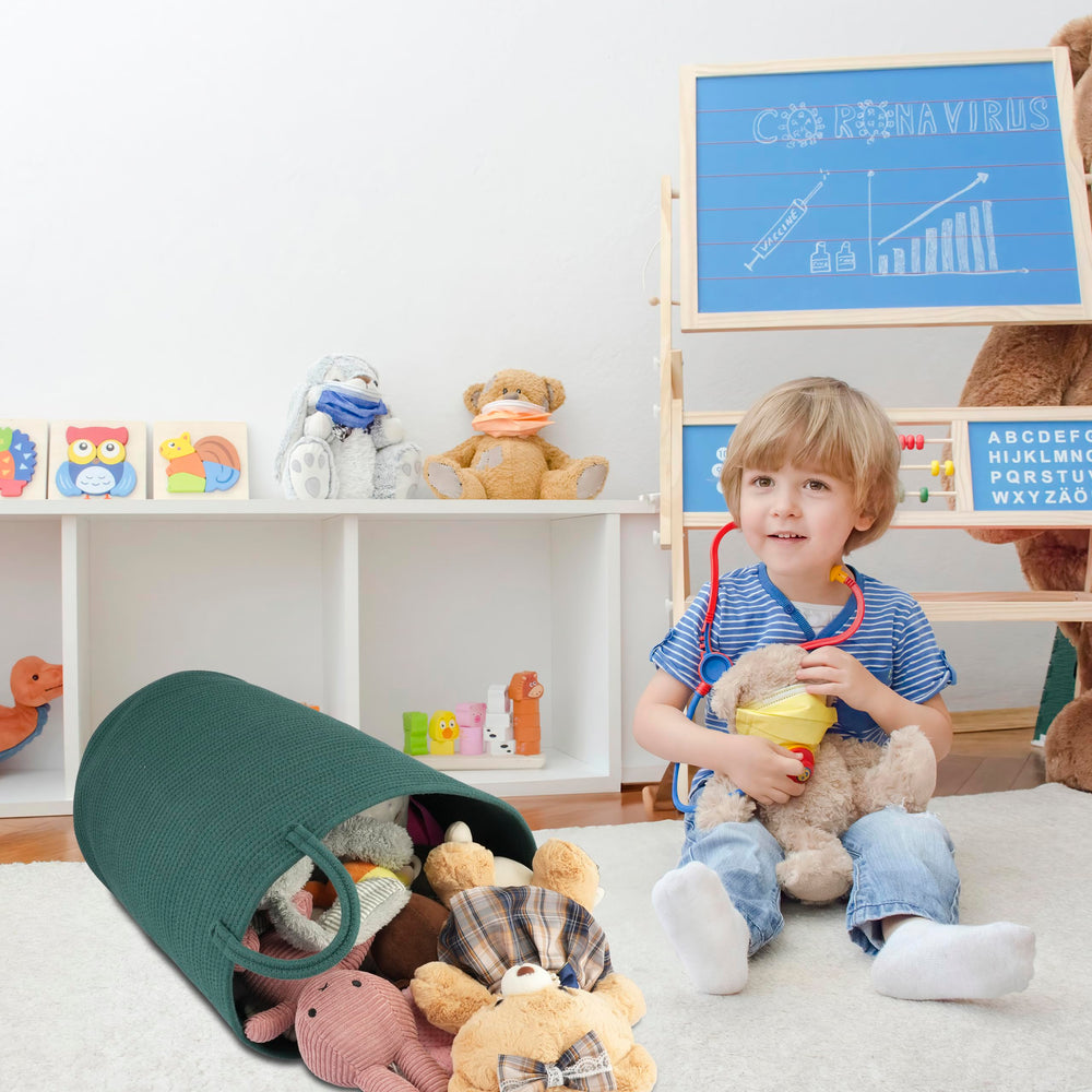XUANGUO cotton rope laundry basket in nursery used for toys or blankets.