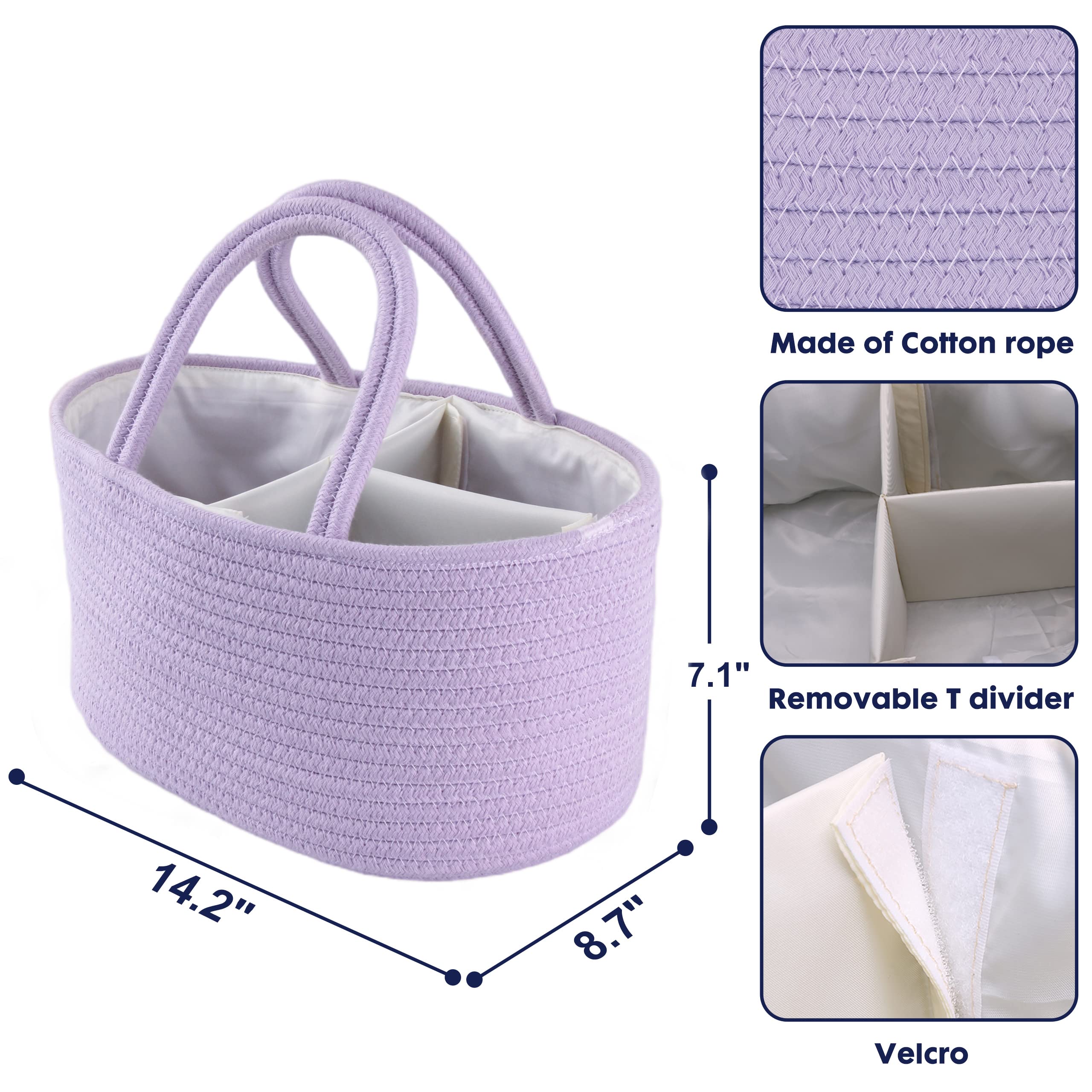 XUANGUO cotton-rope nursery storage basket removable divider for quick reorganization.