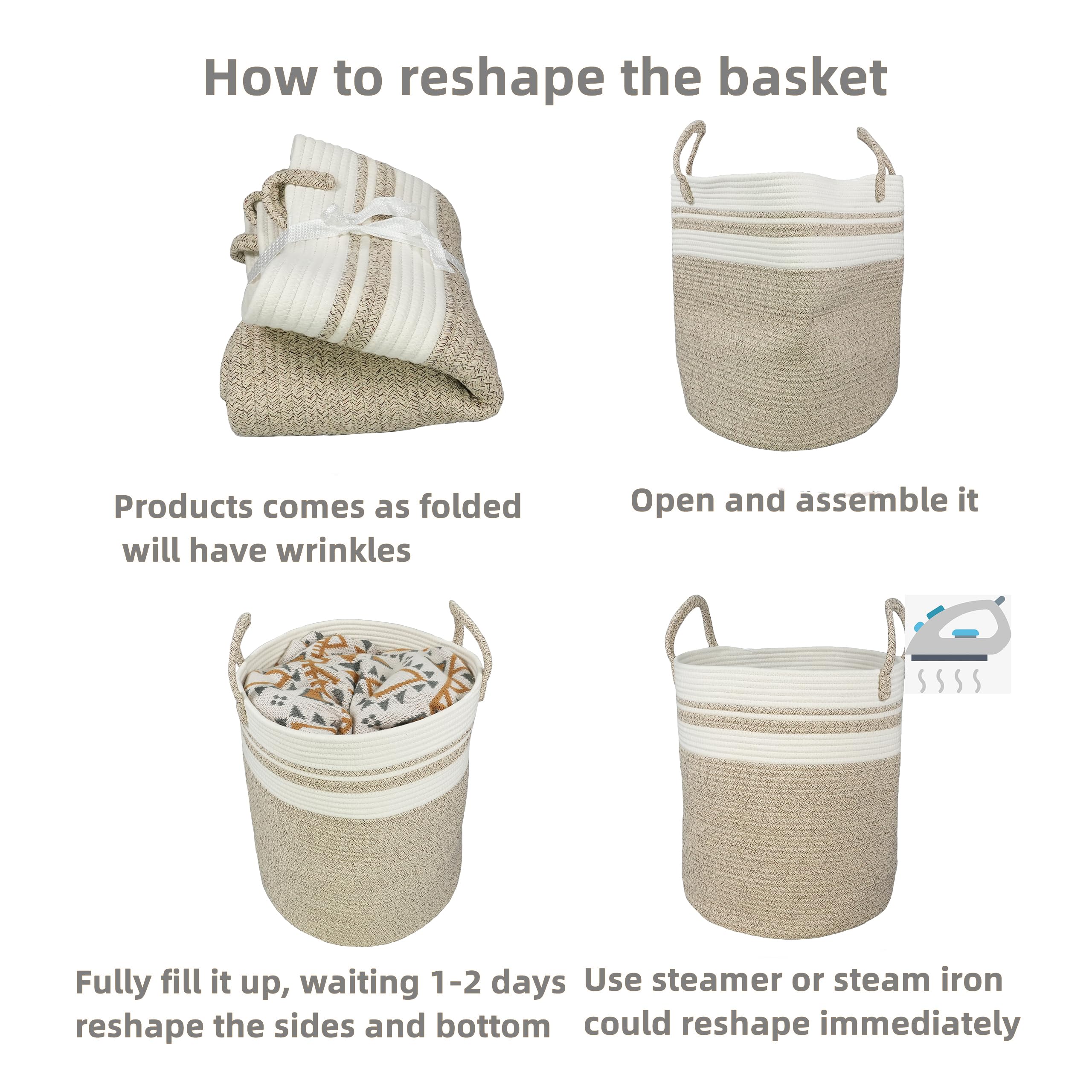 XUANGUO tall rope basket used in living room for towels or blankets.