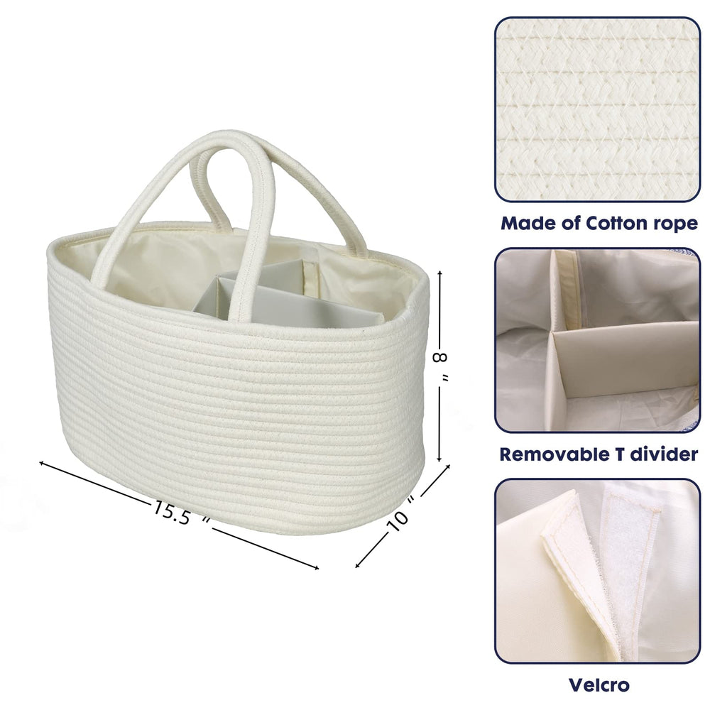 XUANGUO diaper caddy with removable dividers for flexible storage.