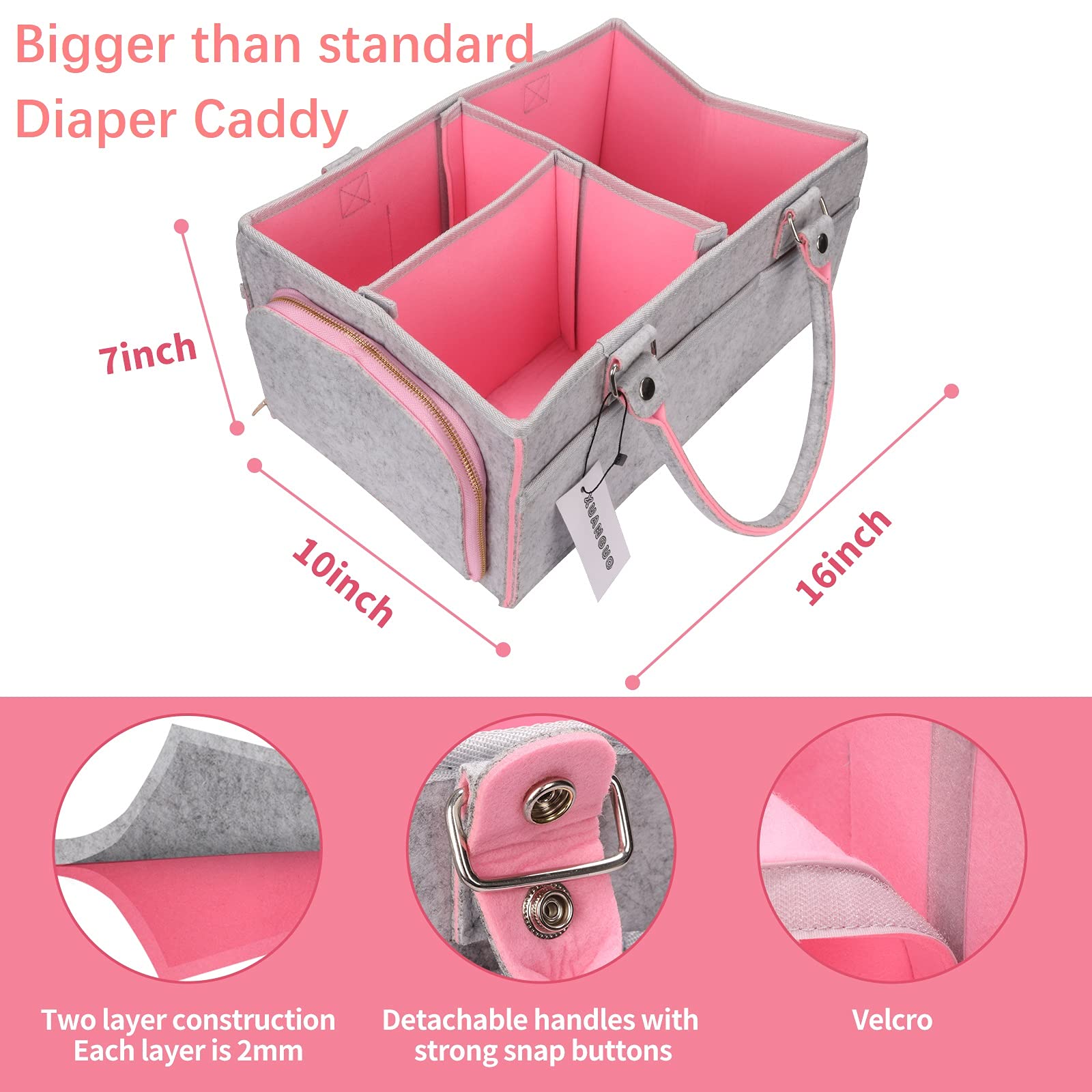 XUANGUO diaper caddy with extended handles for portable use