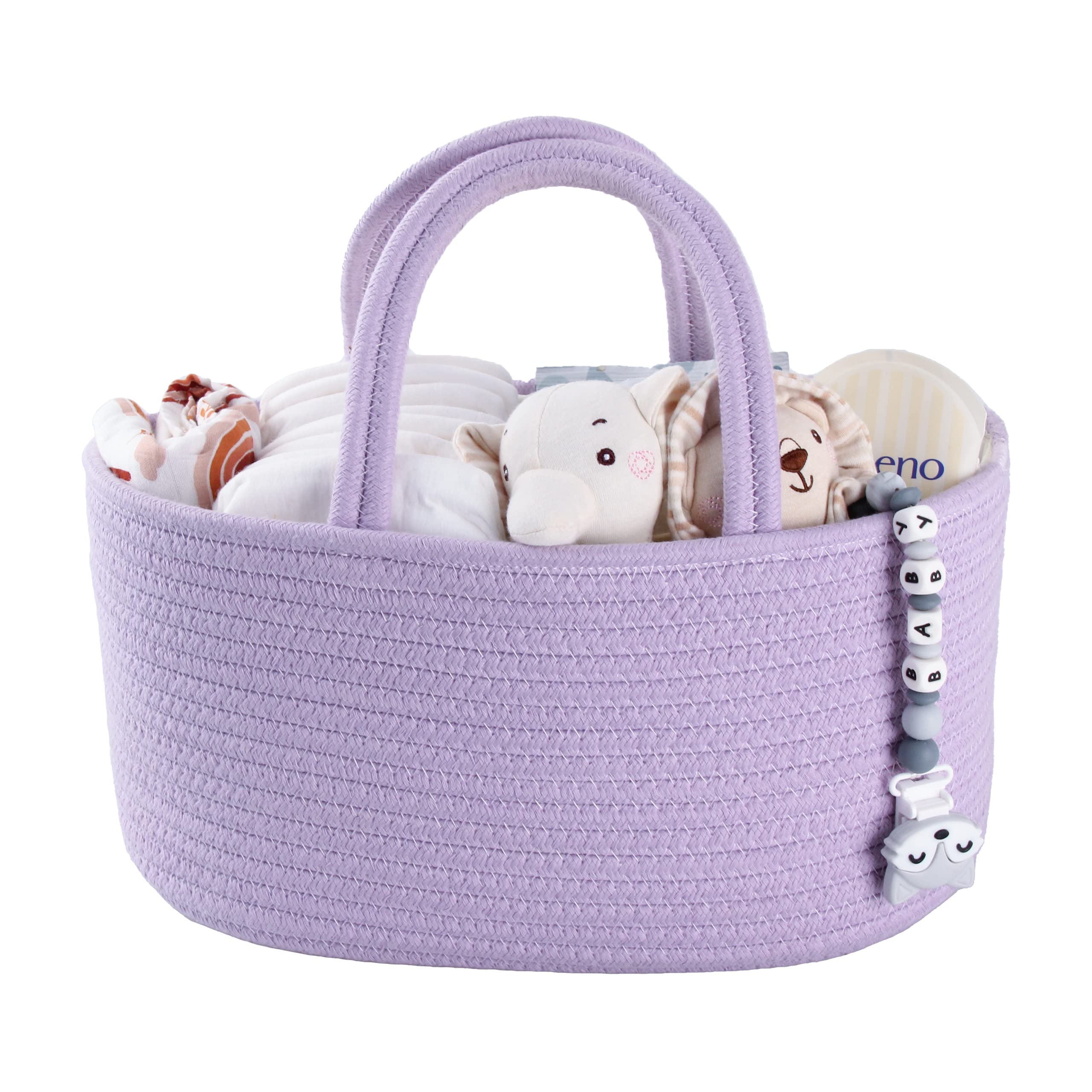 XUANGUO diaper caddy organizer front view keeps diapers within arm's reach.