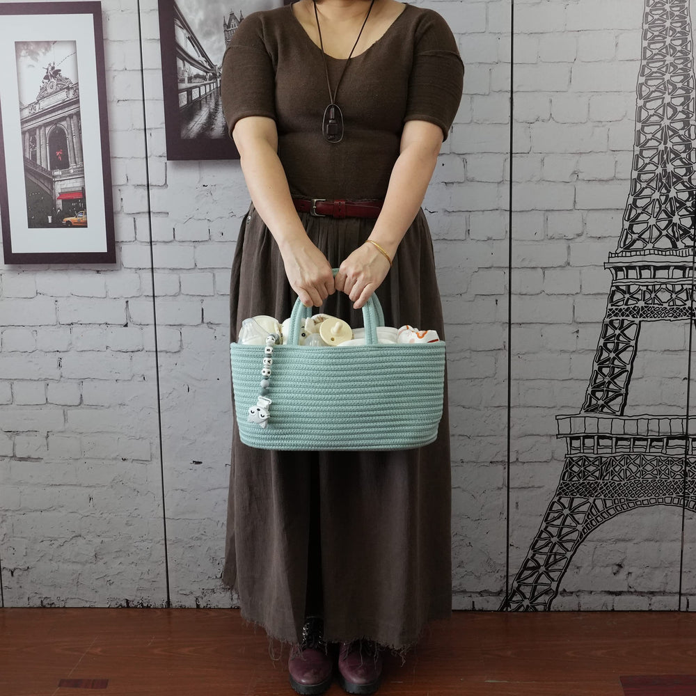 XUANGUO diaper caddy showing removable dividers for flexible storage