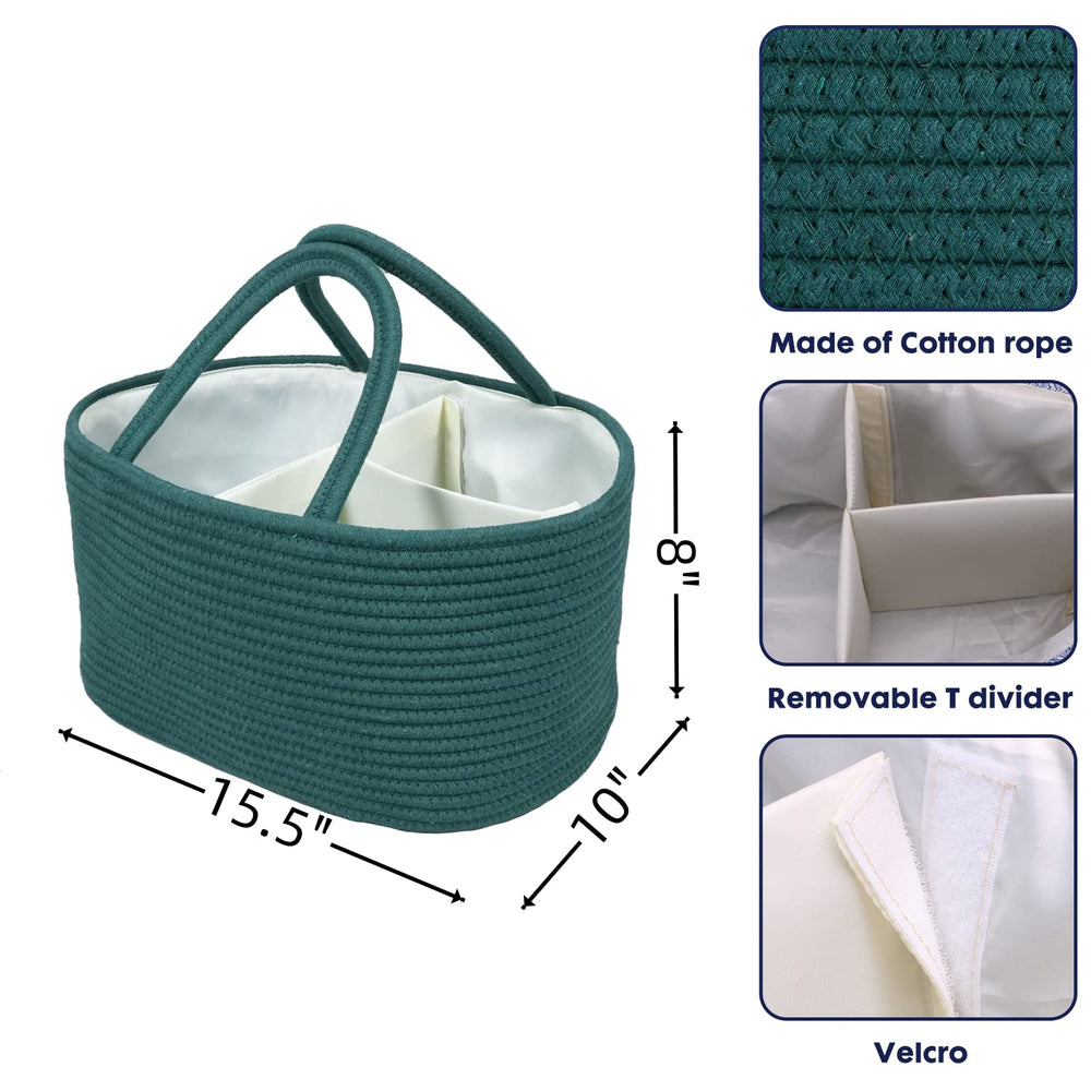 XUANGUO diaper caddy side view highlighting portability and compartments