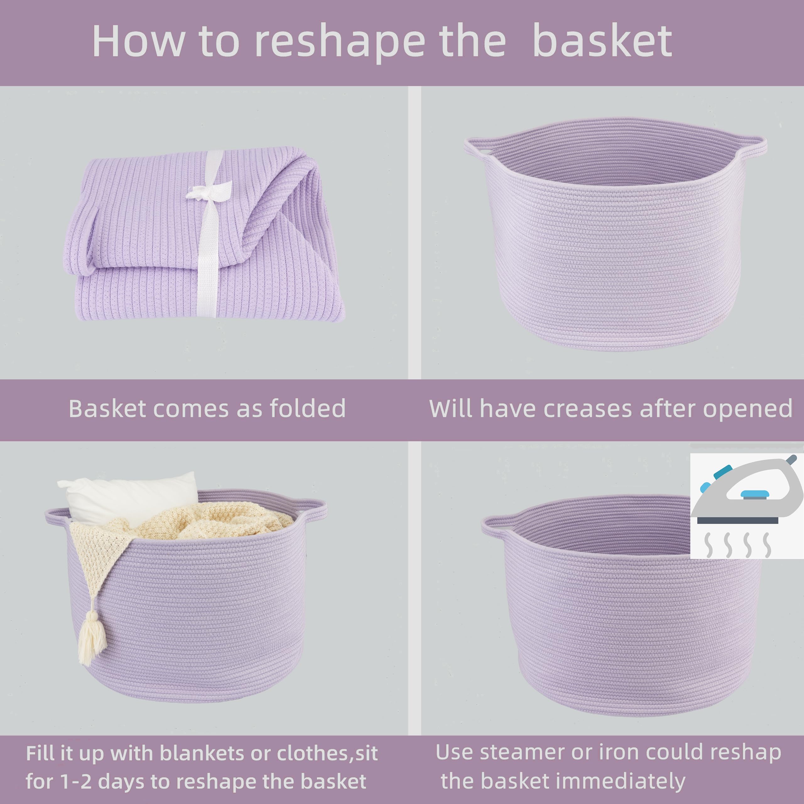 XUANGUO foldable cotton rope basket stays odor-free and easy to store