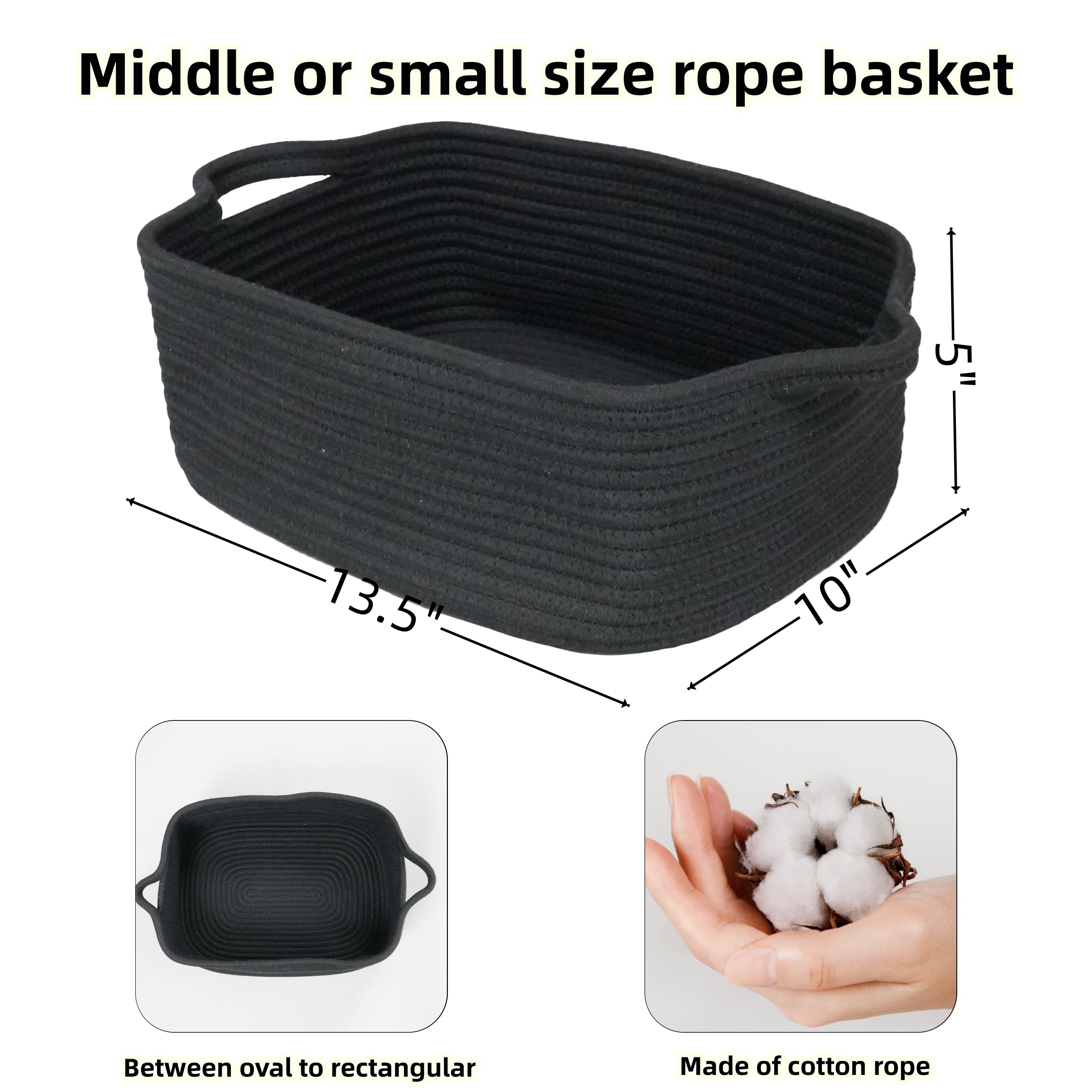 XUANGUO woven rope basket in bedroom demonstrates compact 13.5x10x5 storage efficiency.
