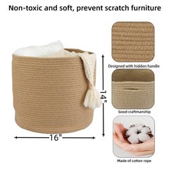 XUANGUO jute rope basket for toy storage keeps stuffed animals organized.