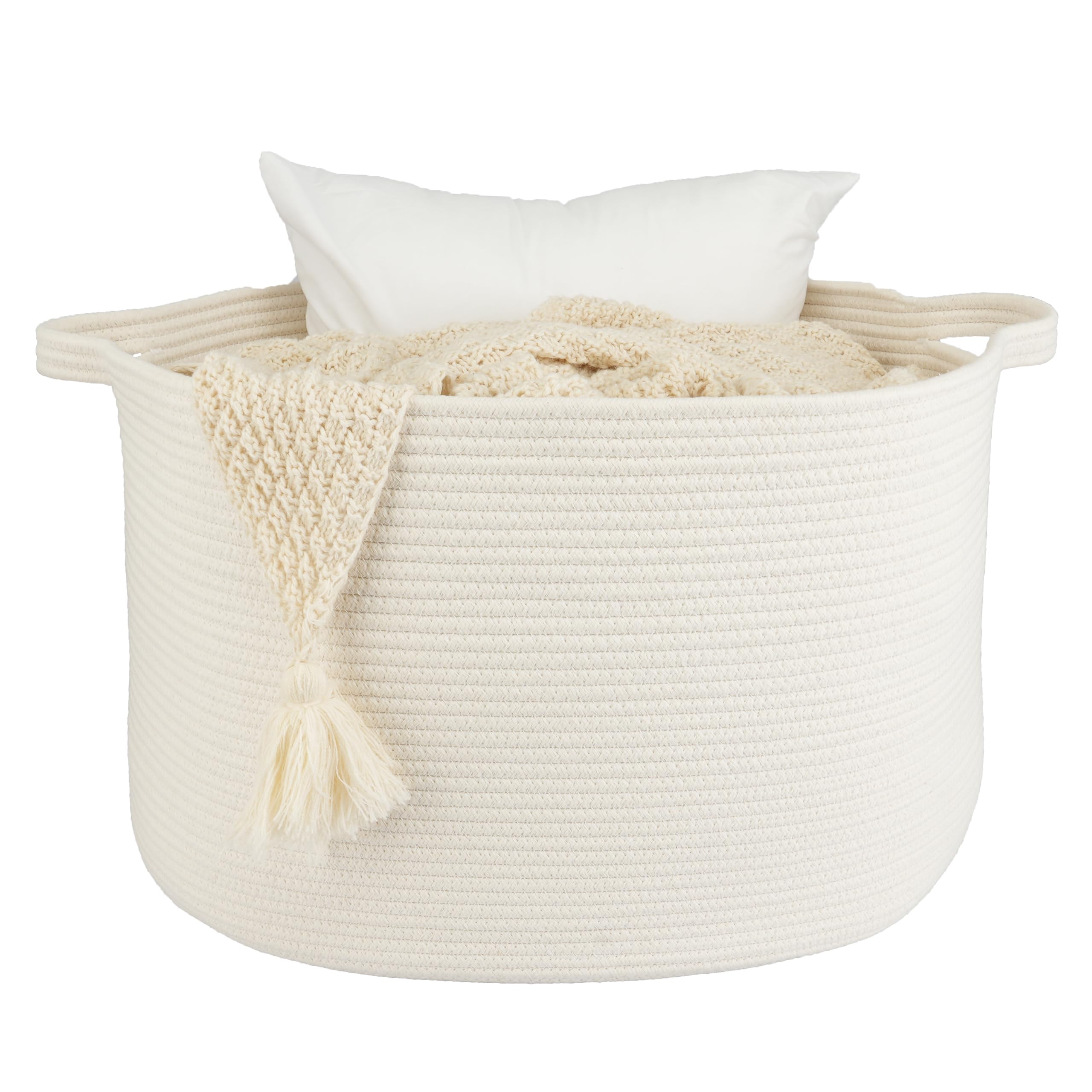 XUANGUO large cotton rope basket front view for blanket storage