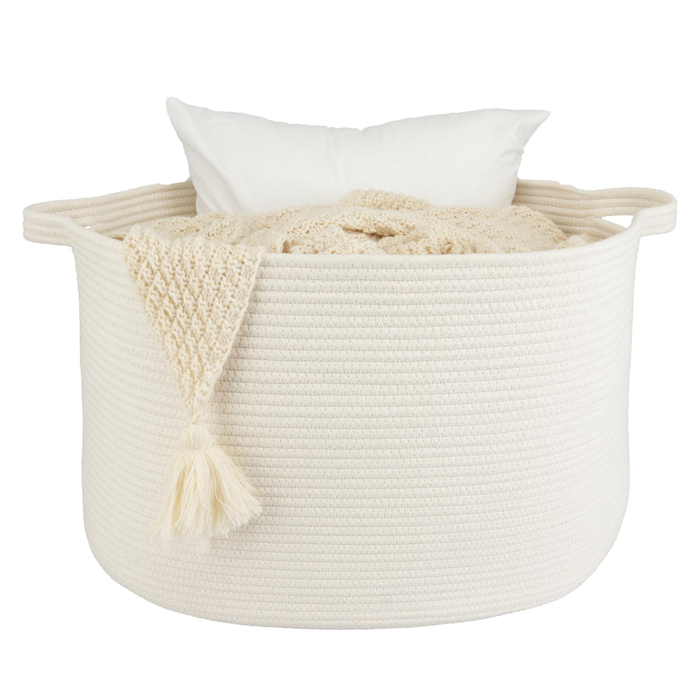 XUANGUO large cotton rope basket front view for blanket storage