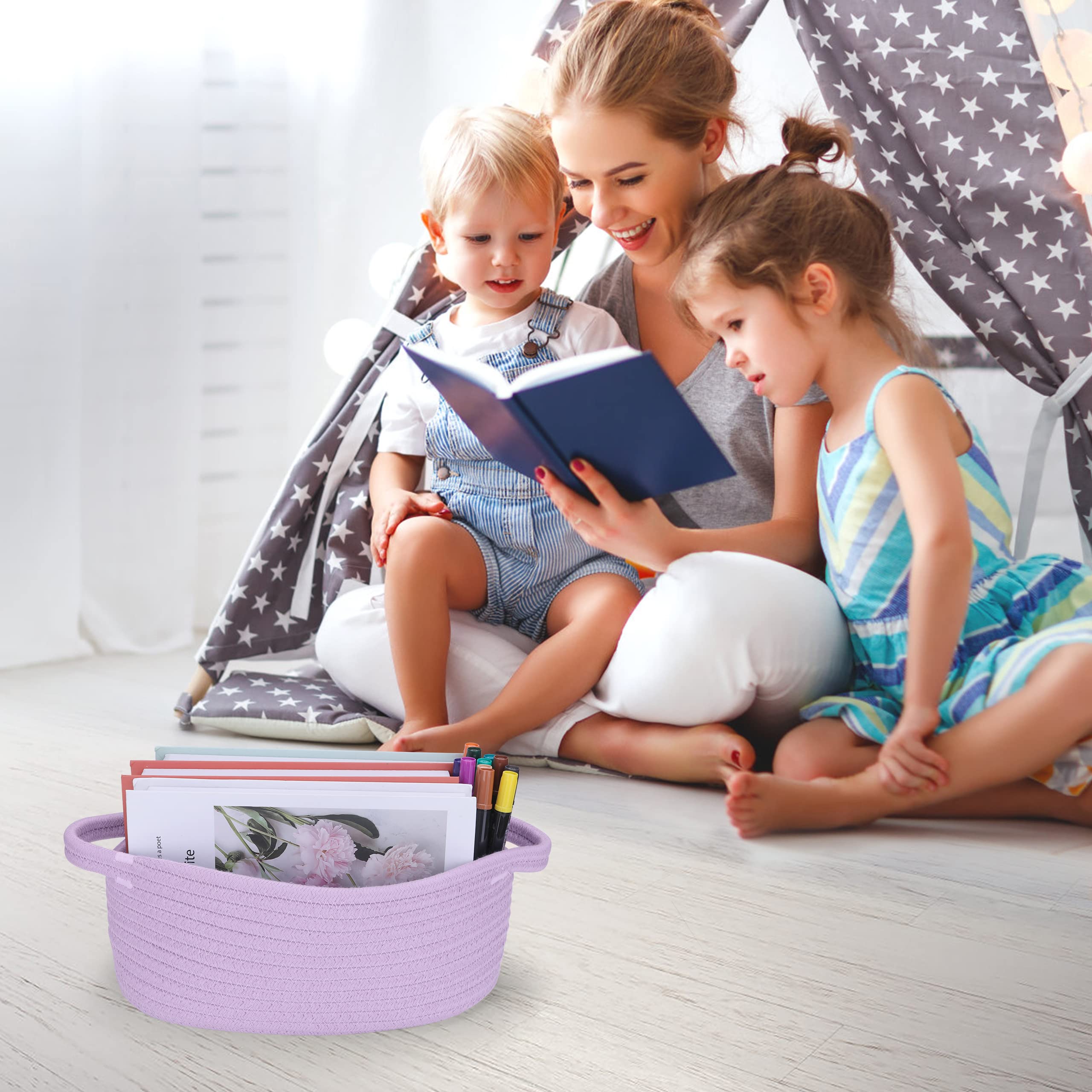 XUANGUO mini woven basket collapsible for closet organization