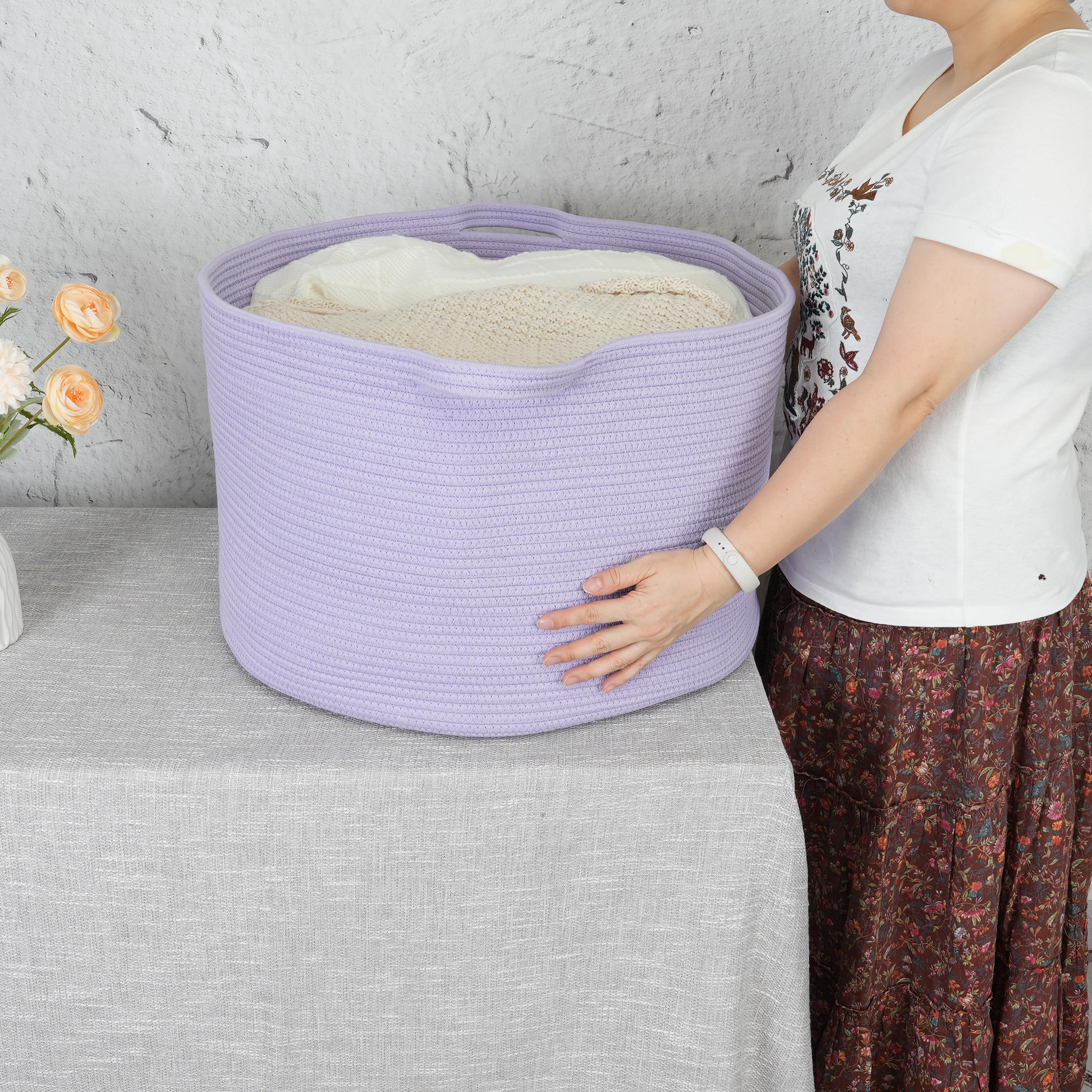 XUANGUO nursery storage basket in soft rope for baby toy organization