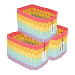 XUANGUO Rainbow Storage Basket top view highlighting spacious organization on a shelf