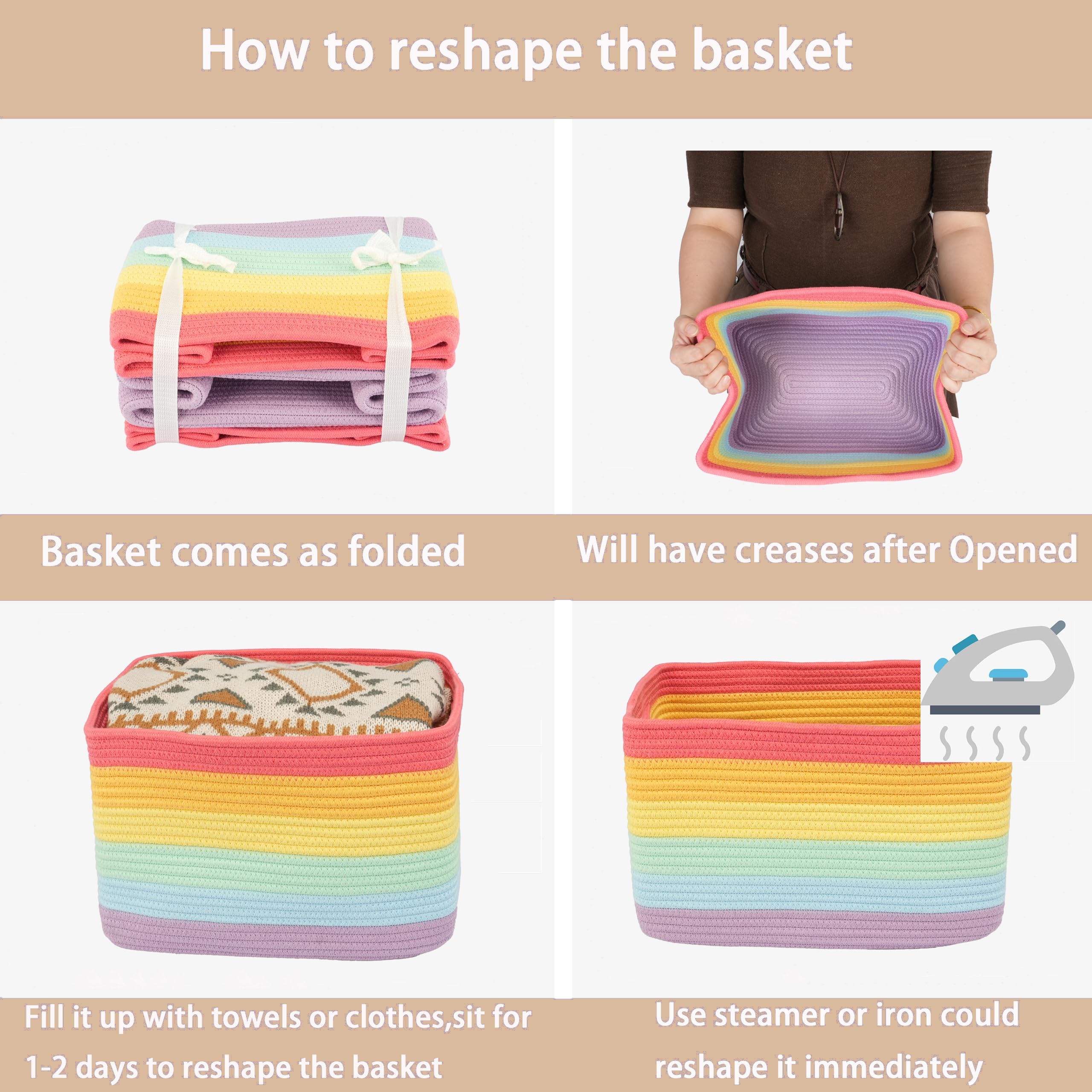 XUANGUO Rainbow Storage Basket nursery decor complements a child's room