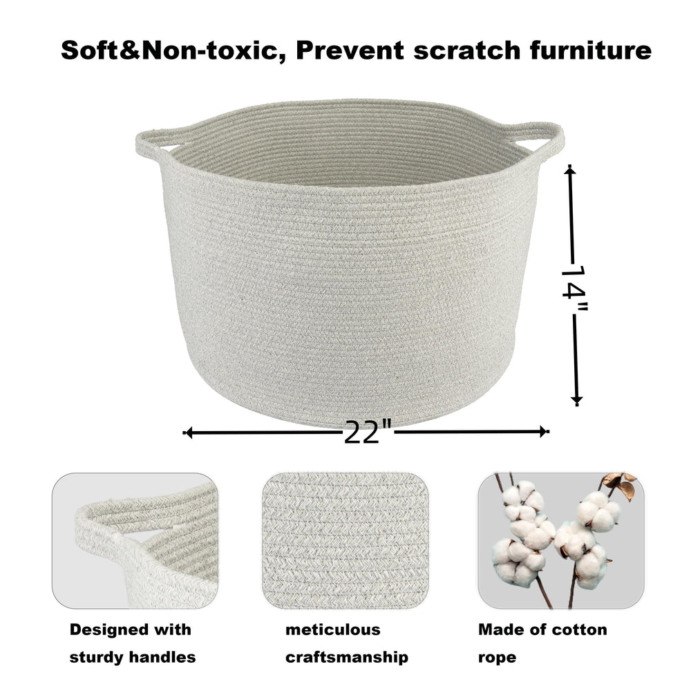 XUANGUO rope basket grey 22x14 full blanket storage