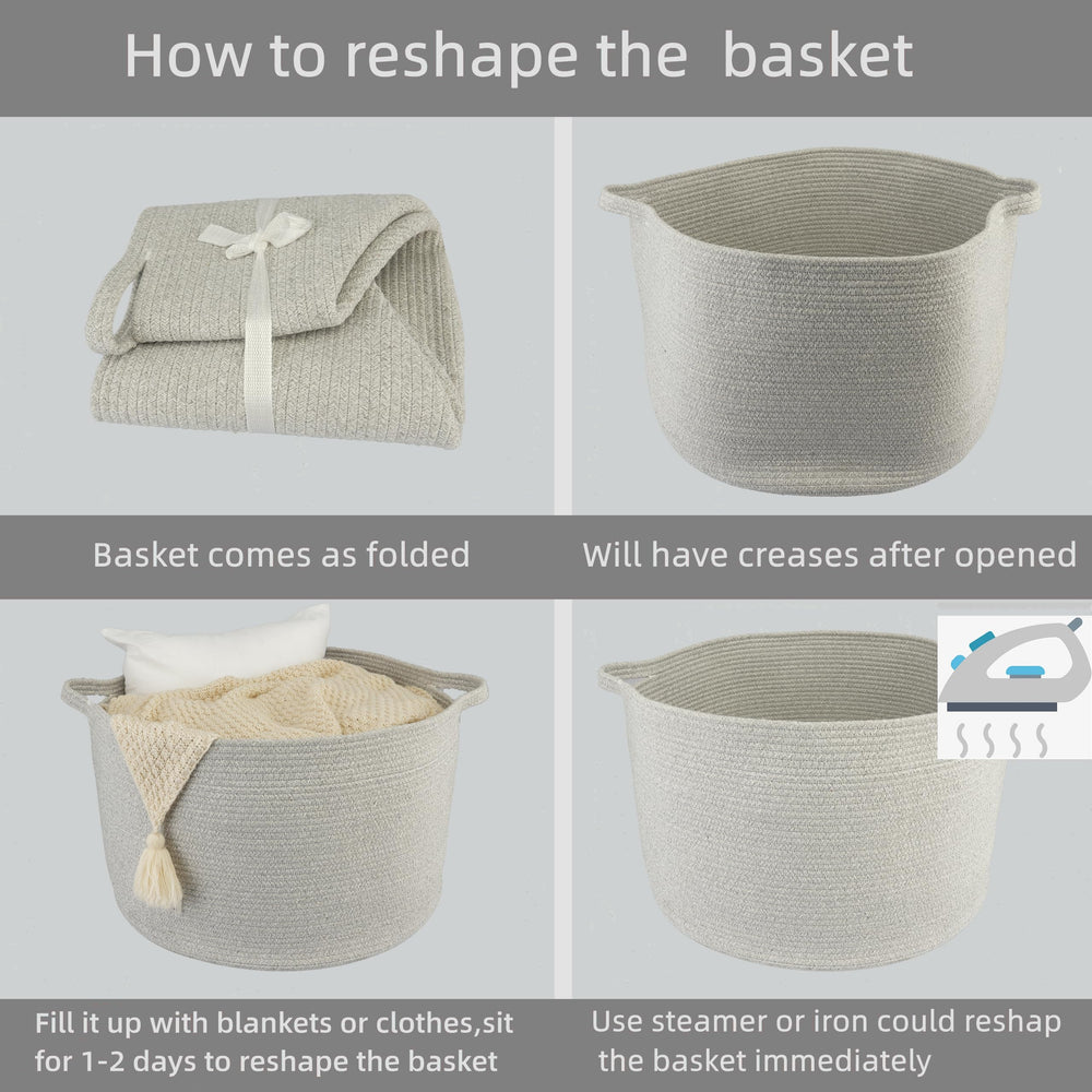 XUANGUO decorative grey rope basket in living room or bedroom