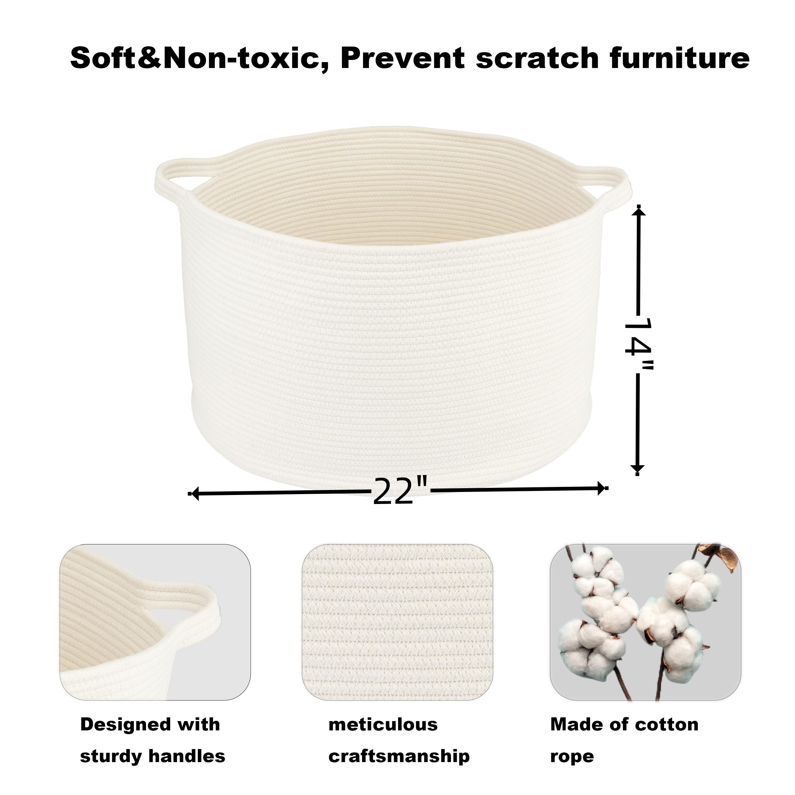 XUANGUO rope basket in living room showcasing blanket and towel organization