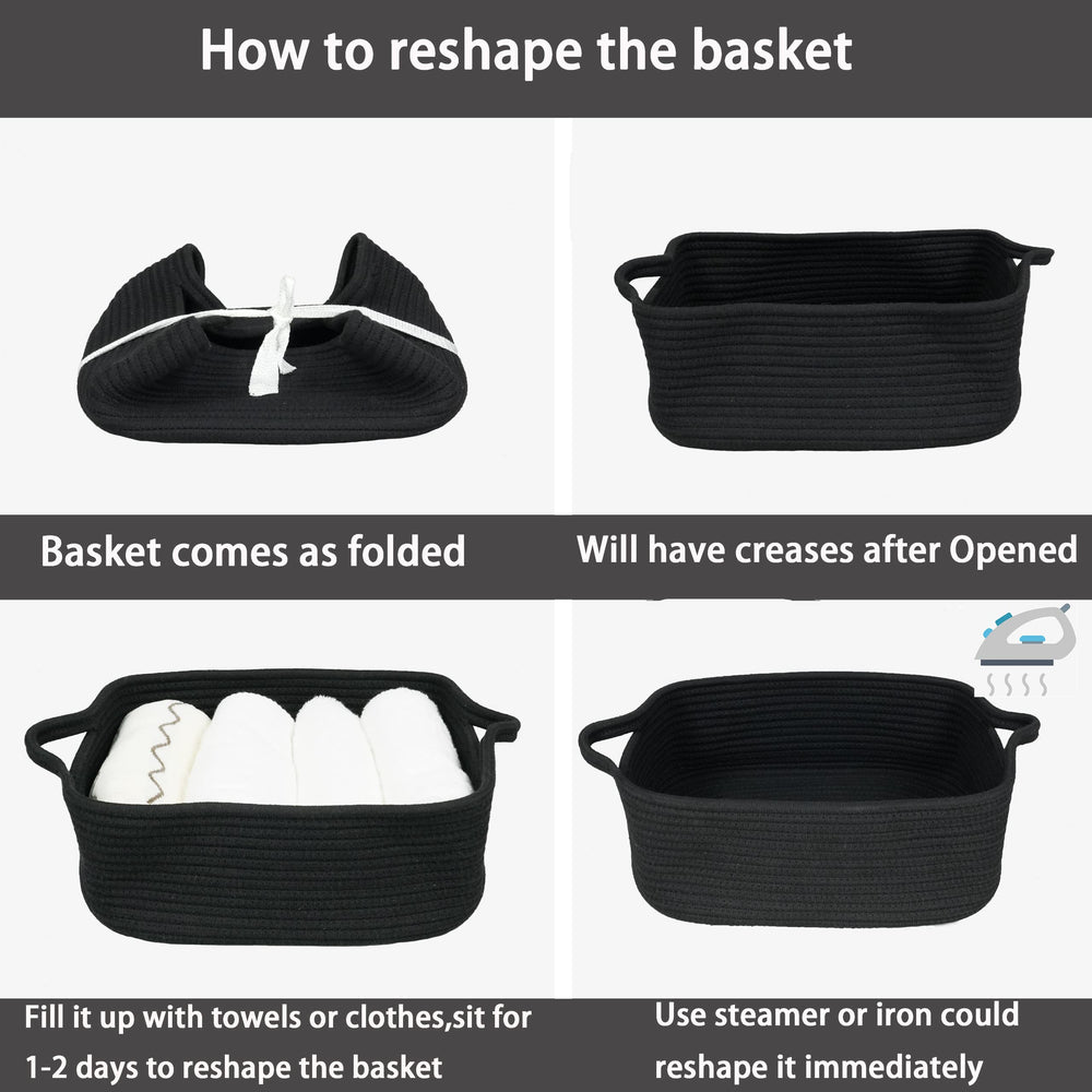 XUANGUO rope basket on shelf under clean, minimalist decor for tidy spaces.