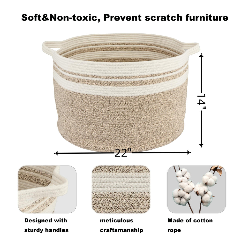 XUANGUO rope basket toy storage with handles for mobility