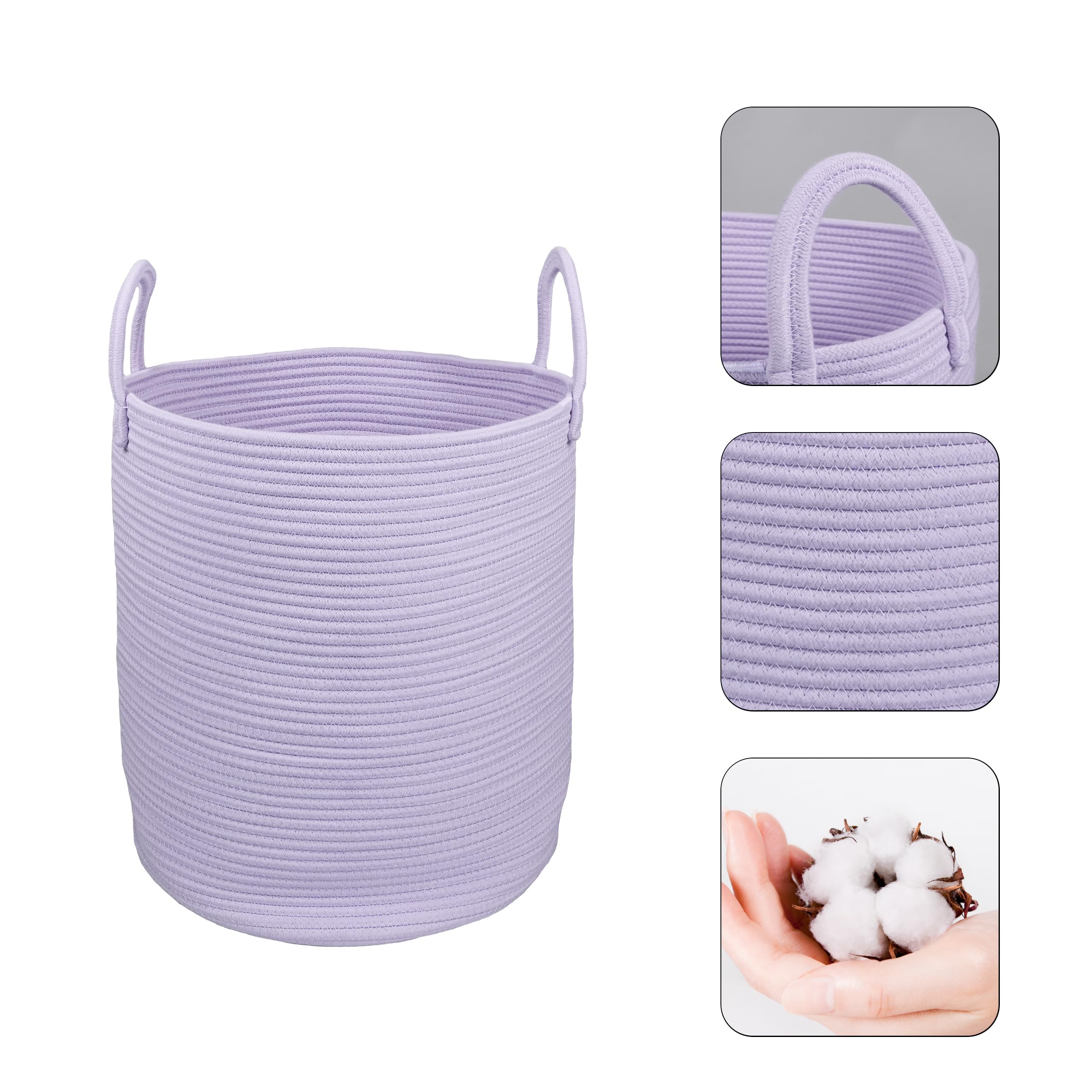 XUANGUO rope laundry basket handles enable easy room-to-room transport.