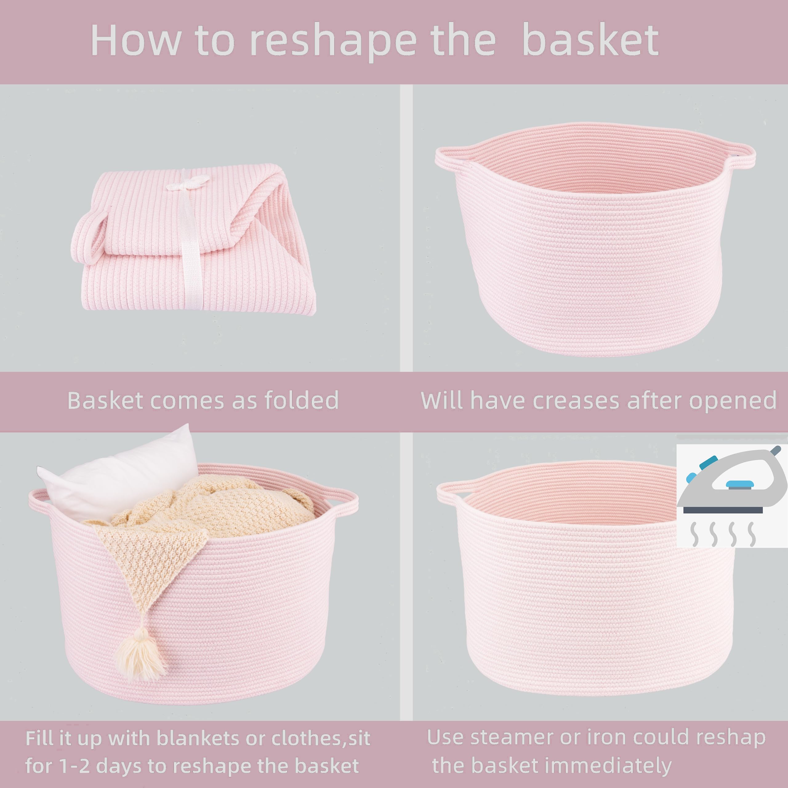 XUANGUO round pink rope basket complements living spaces and decor
