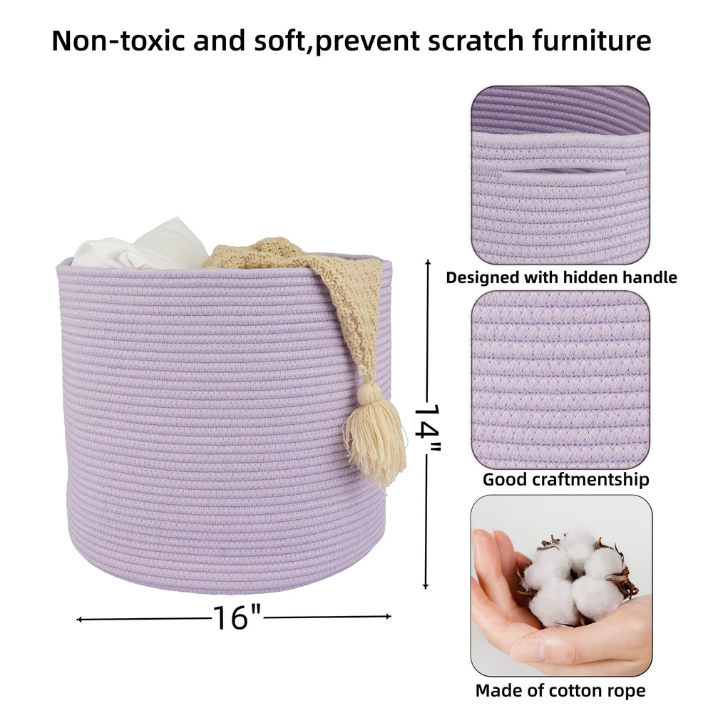 XUANGUO round rope basket hides toys and blankets for playful rooms.