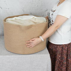 XUANGUO round storage basket in decor-ready colors for spaces.