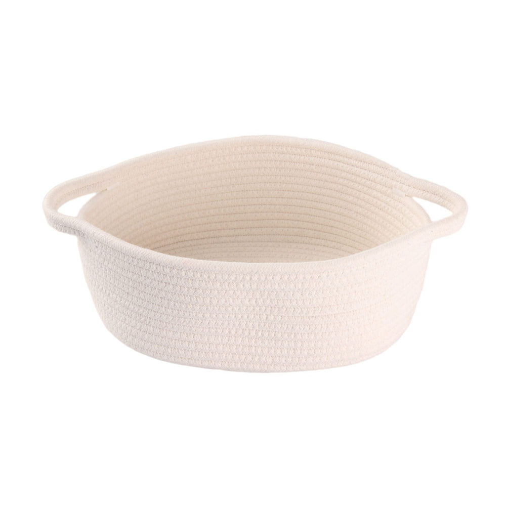 XUANGUO small woven basket with handle in white for nursery storage and tidy spaces.