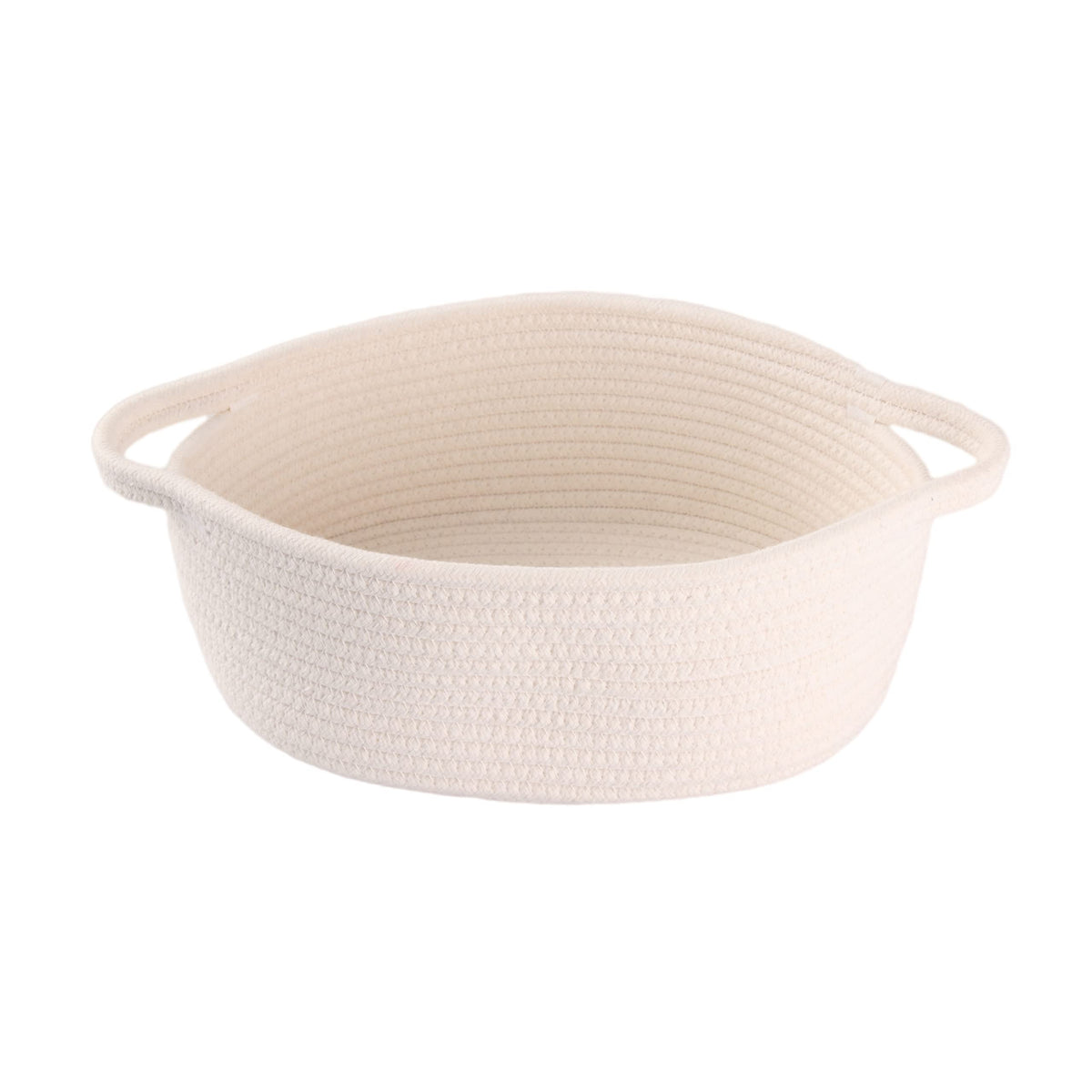 XUANGUO small woven basket with handle in white for nursery storage and tidy spaces.