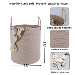 XUANGUO tall rope basket with handles for easy room-to-room transport