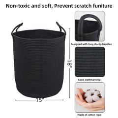 XUANGUO tall rope basket with handles for easy transport and tidy spaces