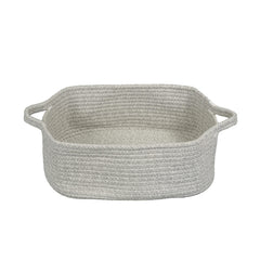 XUANGUO woven cotton rope basket with handles keeps toys neatly organized on shelves.