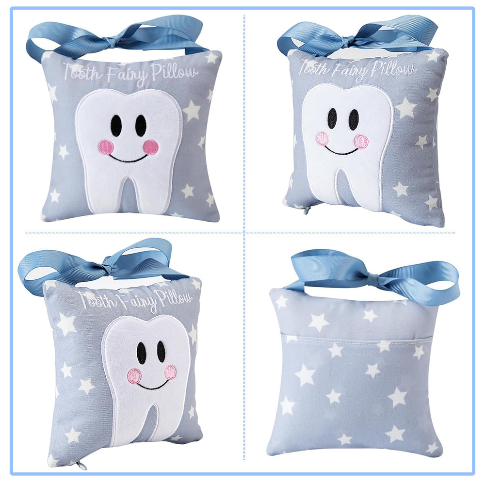 Xunboo Tooth Fairy Pillow back pocket holds tooth and gift during exchange