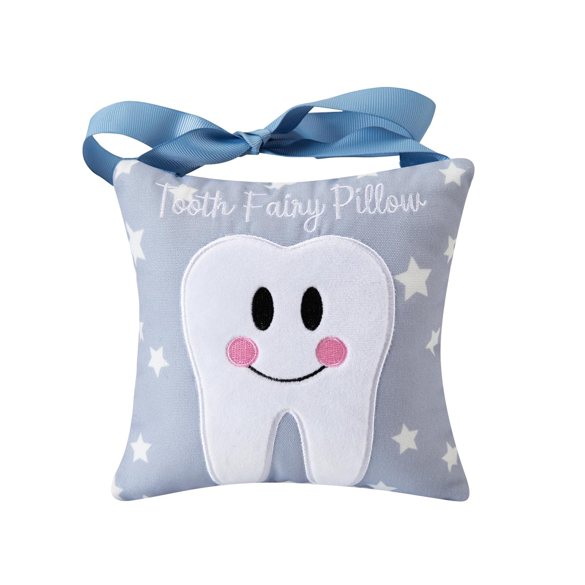 Xunboo Tooth Fairy Pillow front shows a big tooth design for bedtime magic