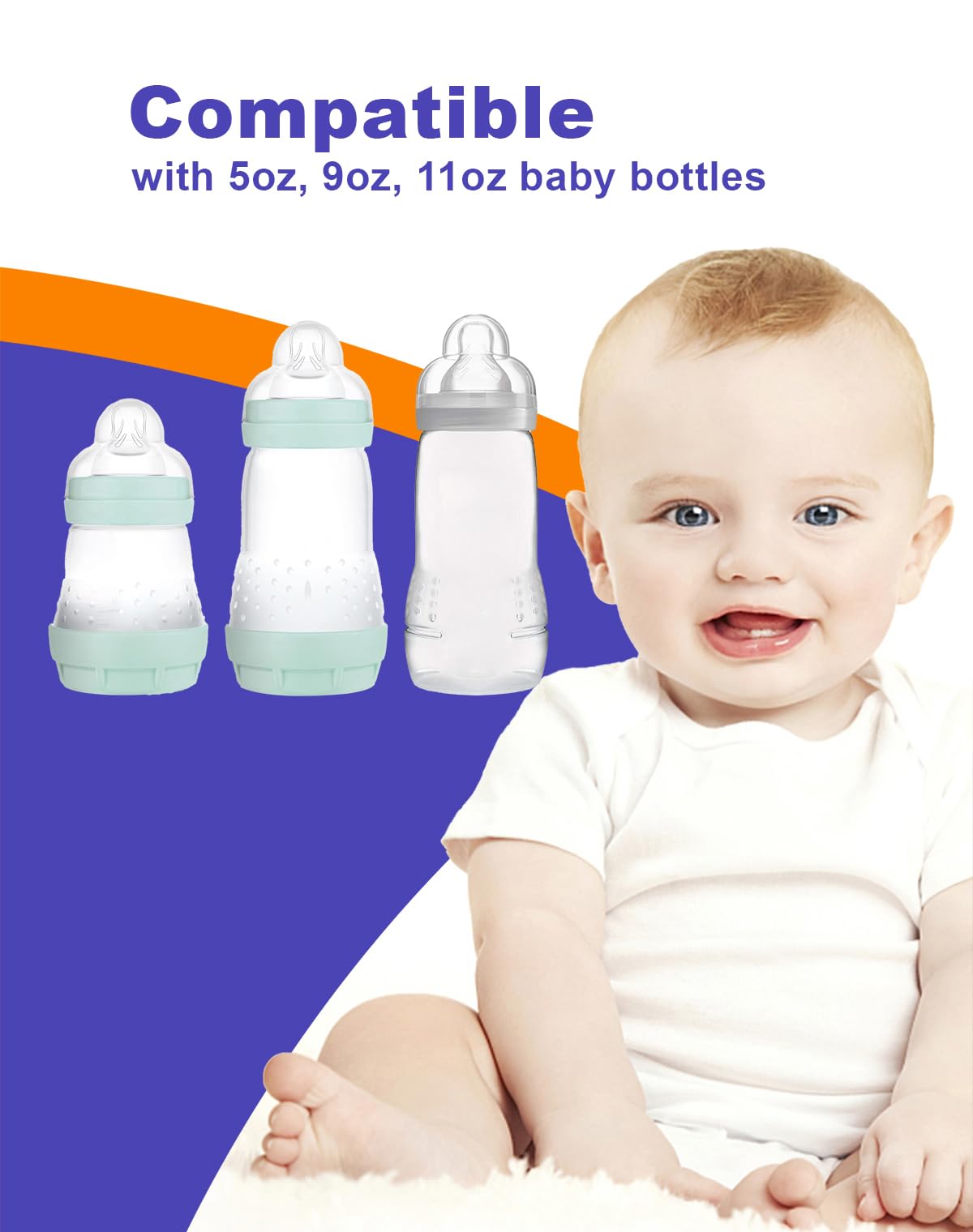 XUNICUTE 9oz Mam bottle handles provide secure hold during feeding