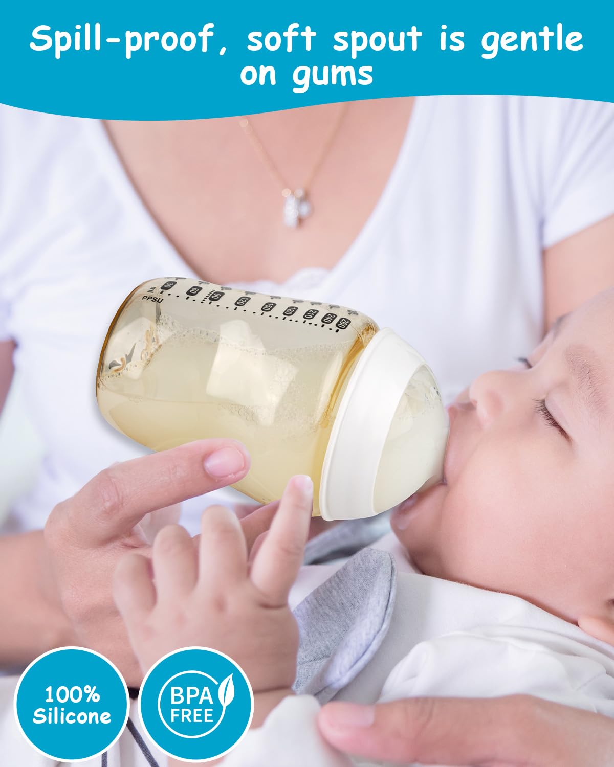XUNICUTE BPA-free silicone nipple—safe and durable for daily use.