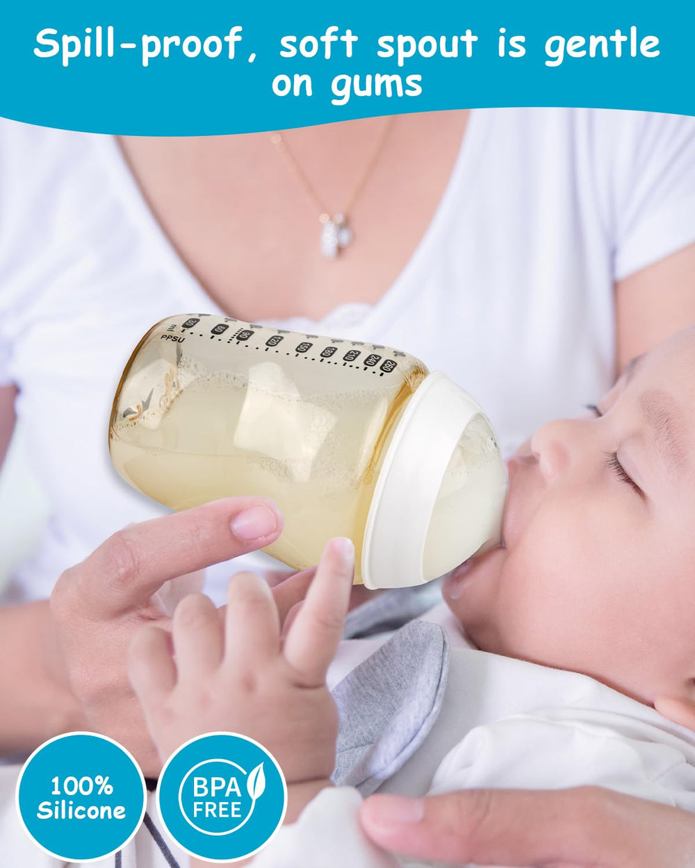 XUNICUTE BPA-free silicone nipple—safe and durable for daily use.