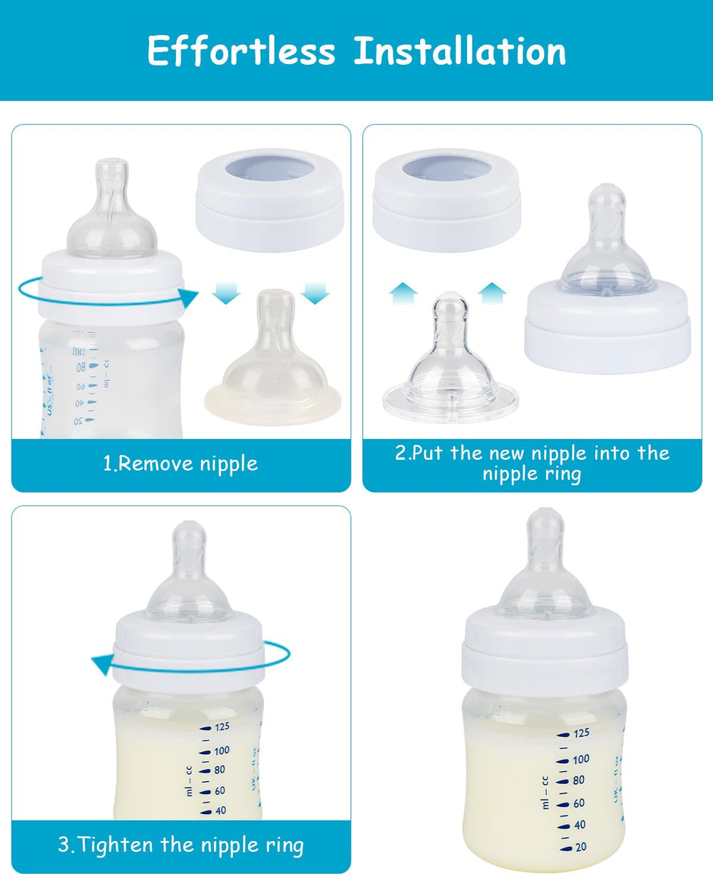 XUNICUTE BPA-free silicone nipple design for safe cleaning