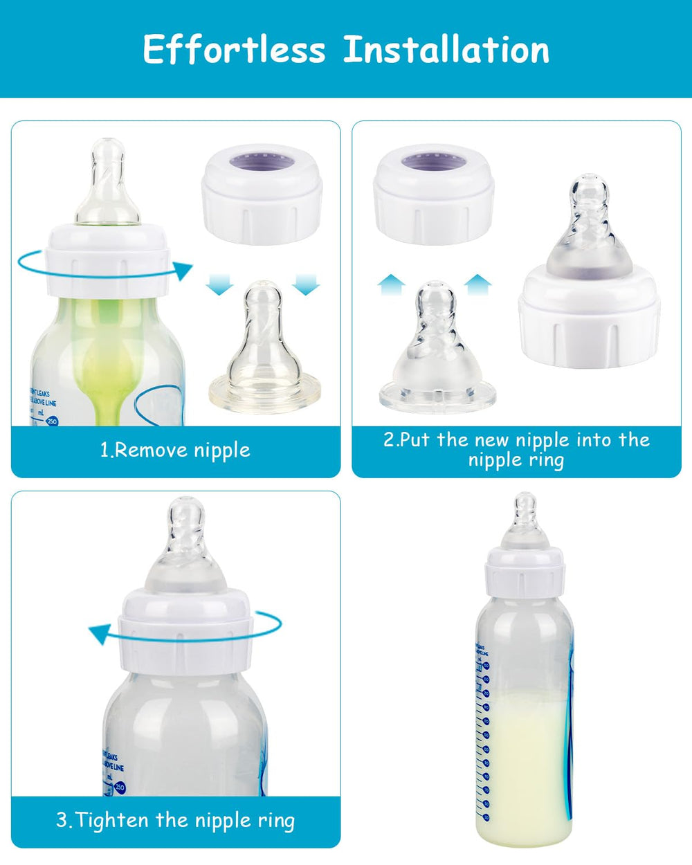 XUNICUTE dishwasher-safe nipple for effortless cleaning and reuse.