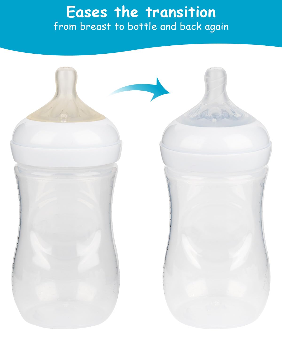 XUNICUTE silicone nipple dishwasher-safe icon communicates easy cleaning.