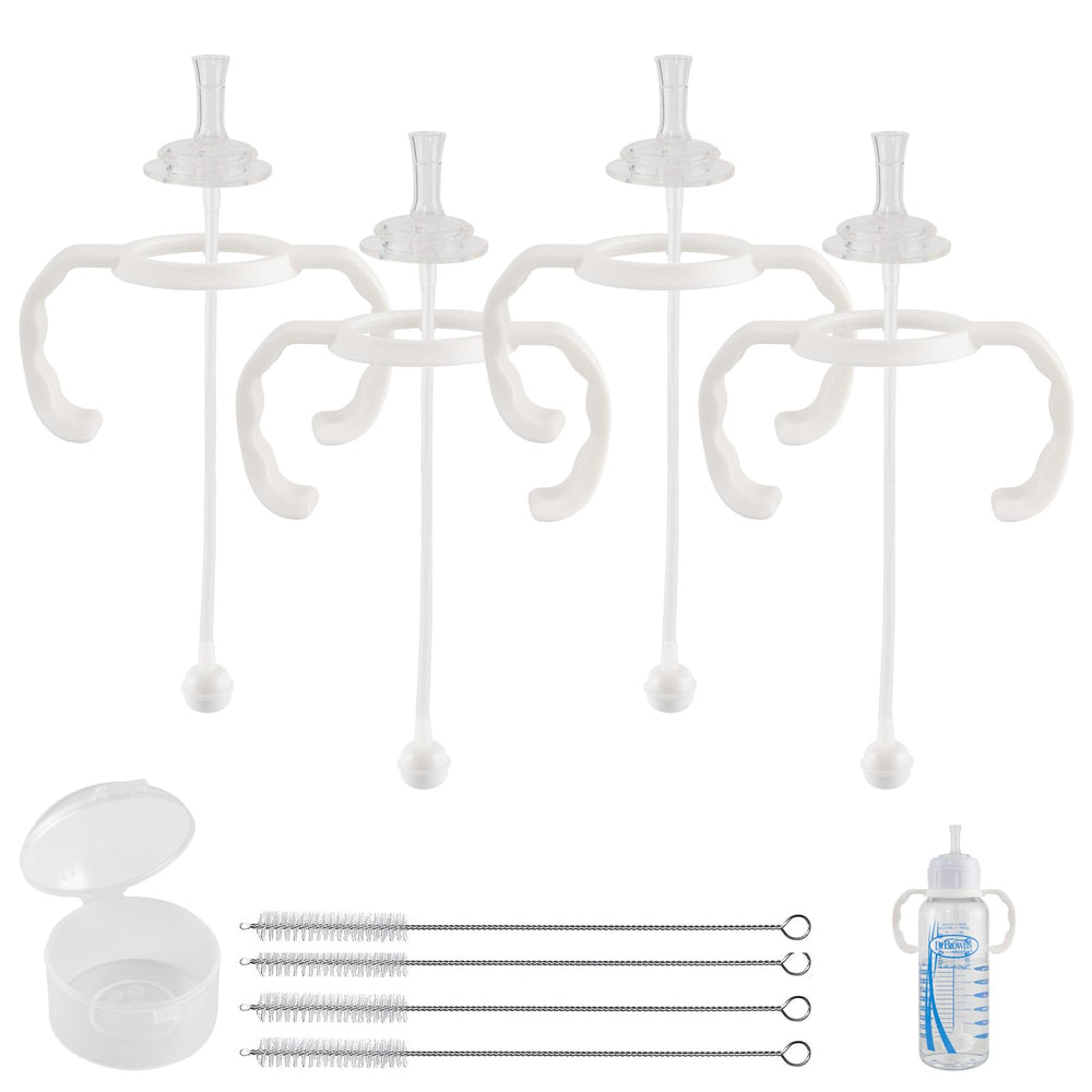 XUNICUTE Dr Brown Narrow bottle straw-cup kit demonstrates seamless bottle compatibility for easy feeding