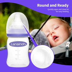 XUNICUTE Lansinoh compatibility cap shows secure fit and easy postmeal cleanup