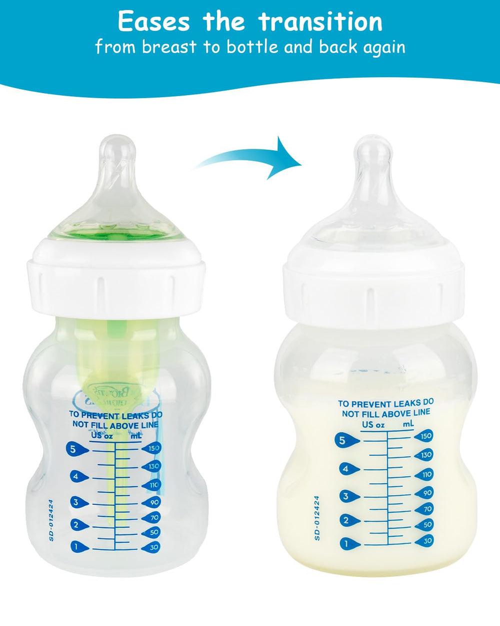 XUNICUTE silicone nipple closeup highlights vacuum-free flow for baby-paced feeding.