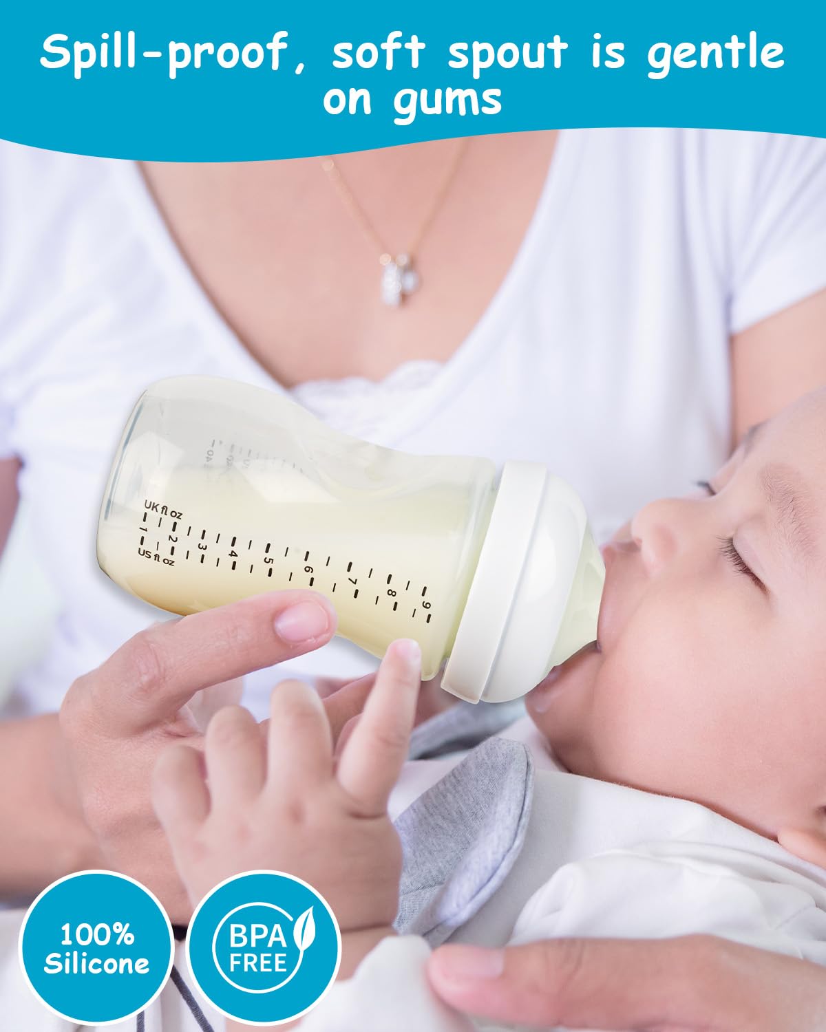 XUNICUTE silicone nipple is dishwasher-safe, facilitating quick cleanup after feeds.