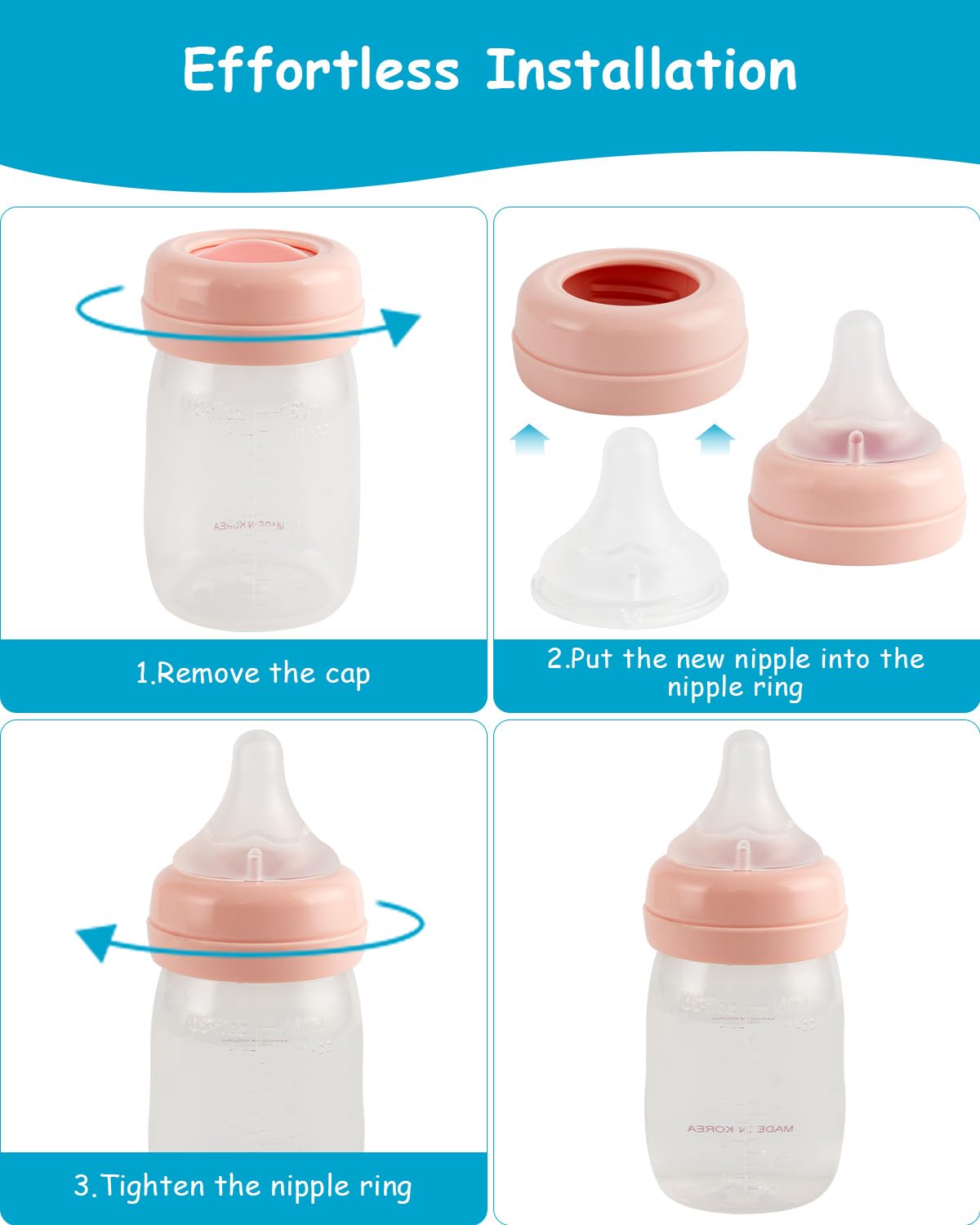 XUNICUTE four-pack silicone nipples provide convenient backup for feeding prep.