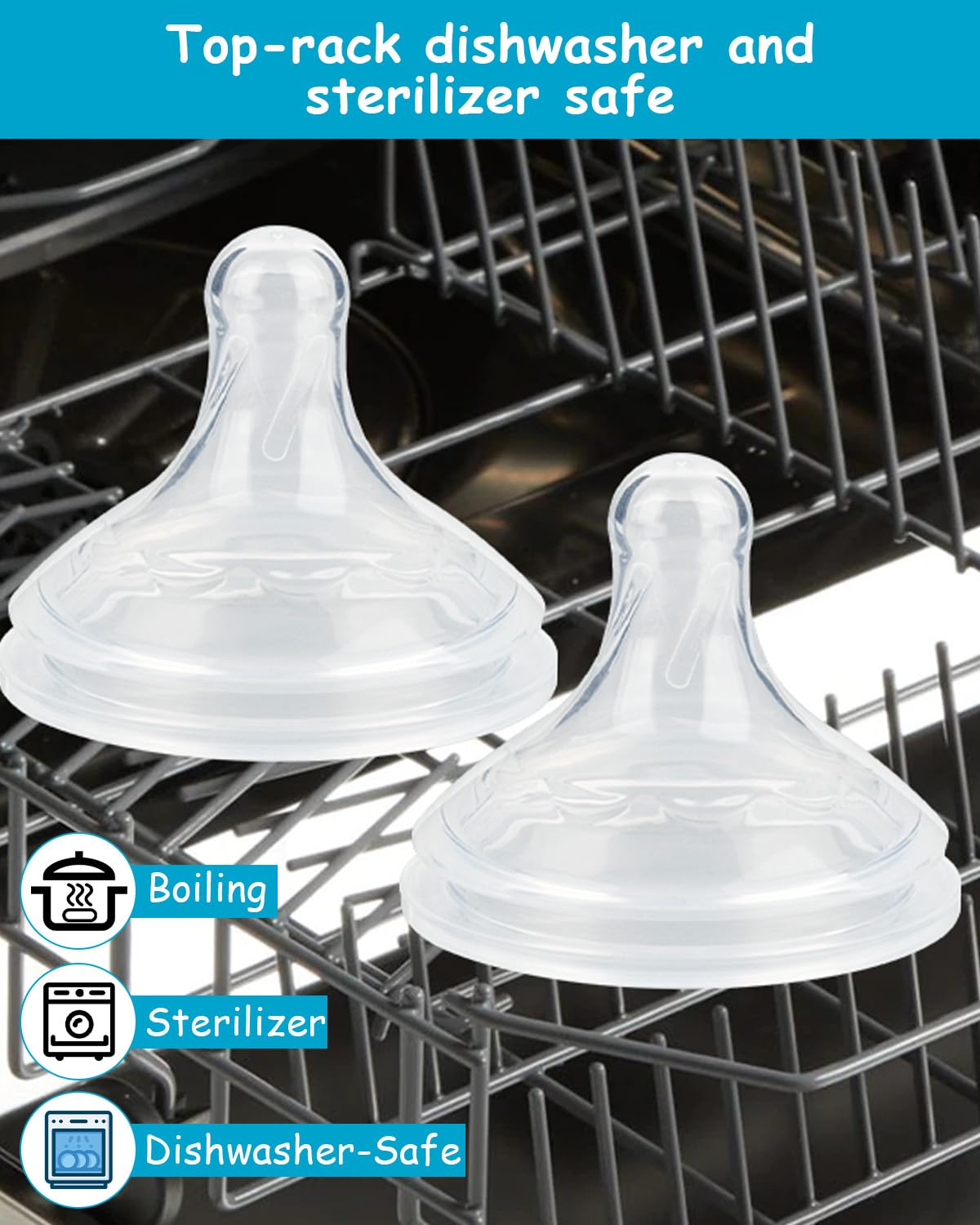 XUNICUTE silicone nipple design supports comfortable, paced feeding as babies grow.