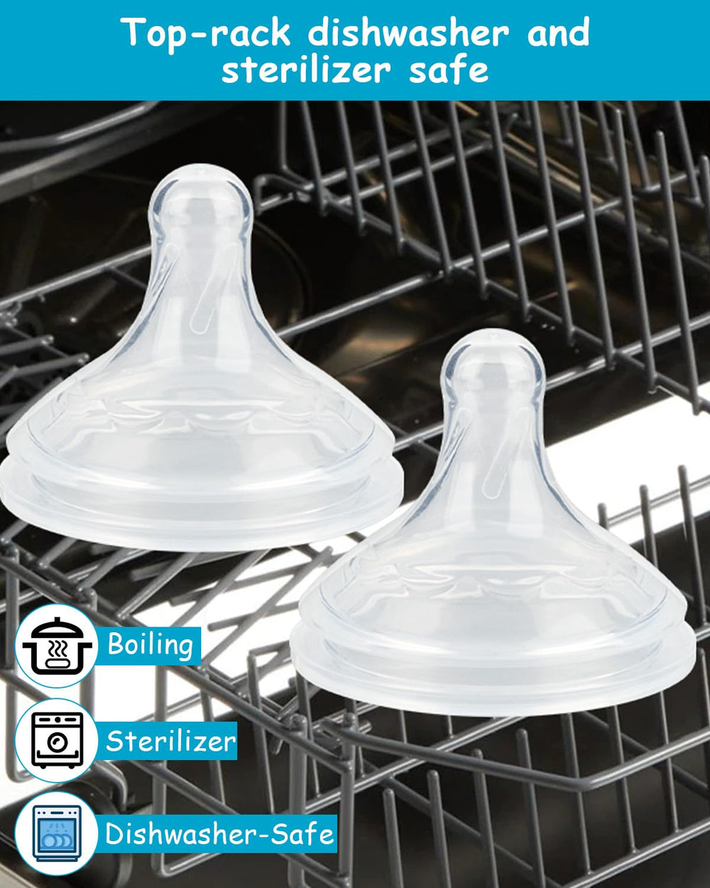 XUNICUTE silicone nipple design supports comfortable, paced feeding as babies grow.
