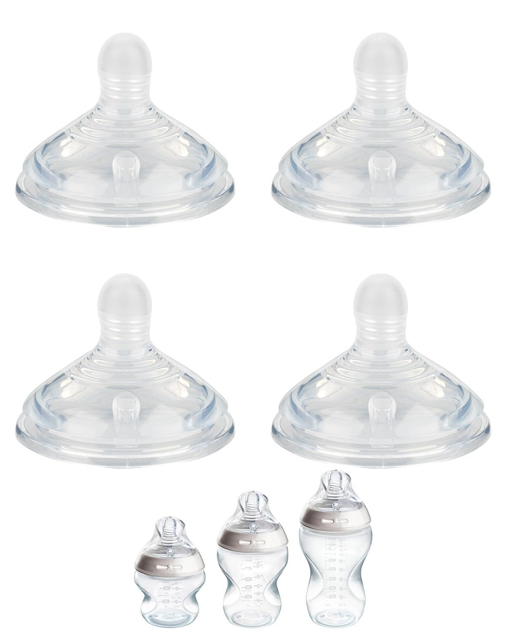 XUNICUTE silicone nipple L fast-flow for Tommee Tippee, supports steady feeding pace
