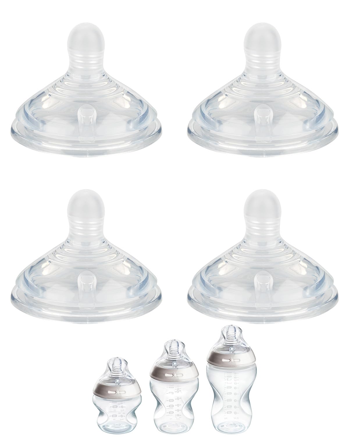 XUNICUTE silicone nipple L fast-flow for Tommee Tippee, supports steady feeding pace